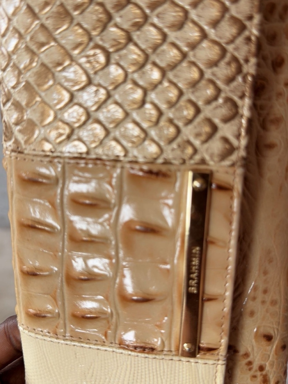 Brahmin Beige and Tan Patchwork Textured Clutch Wallet - Picture 7 of 7